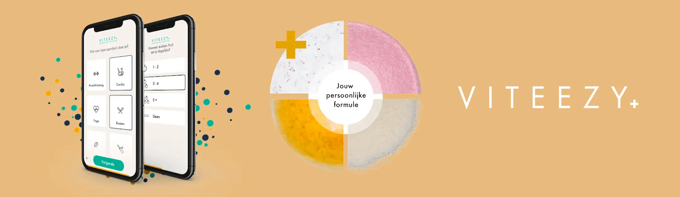 Vitamine quiz op de mobiele website van Viteezy, diagram en logo