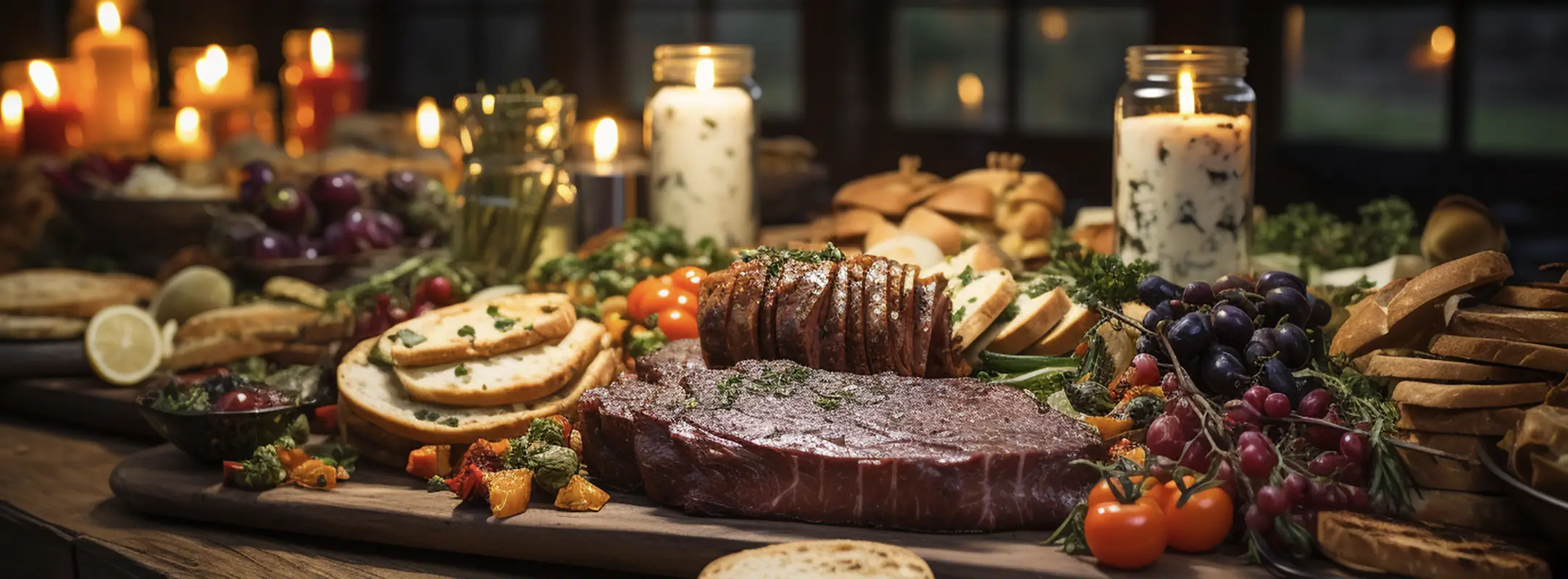 Borrelplank met tomaten, crackers en gegaard vlees uit een vlees abonnement