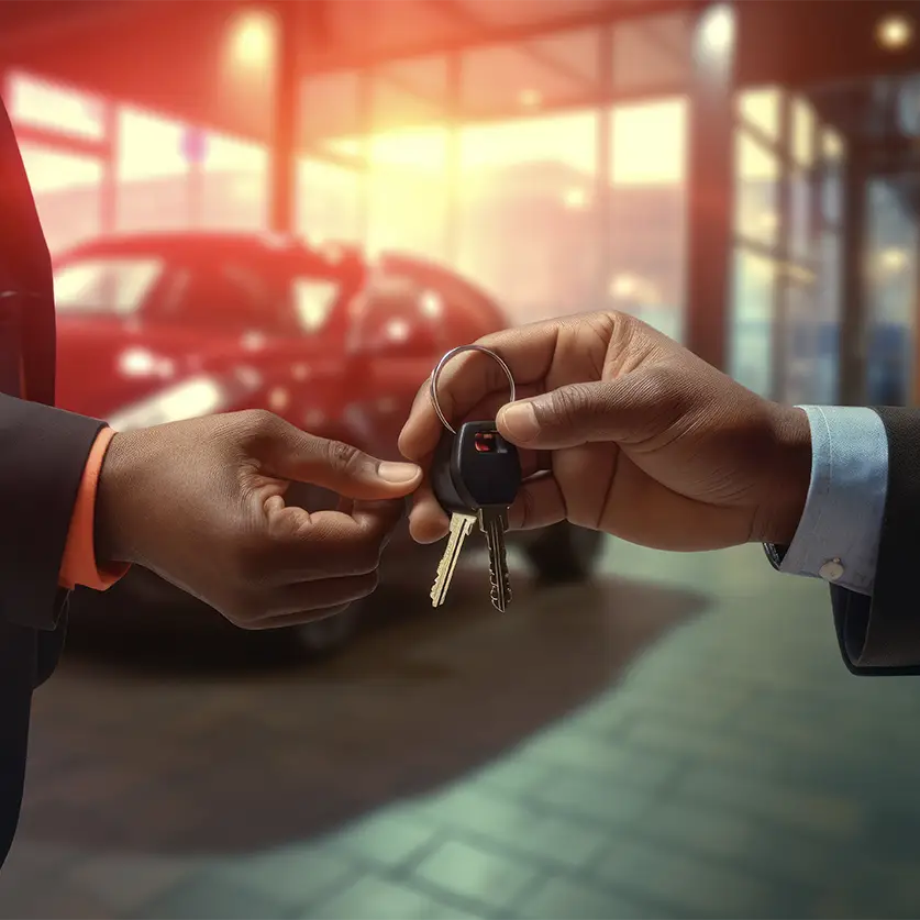 Auto abonnement dat maandelijks opzegbaar is wordt afgesloten, waarbij autosleutels worden overhandigd.