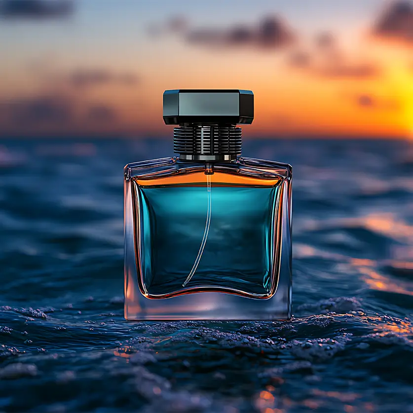 Zomerse geuren op het strand met een ondergaande zon